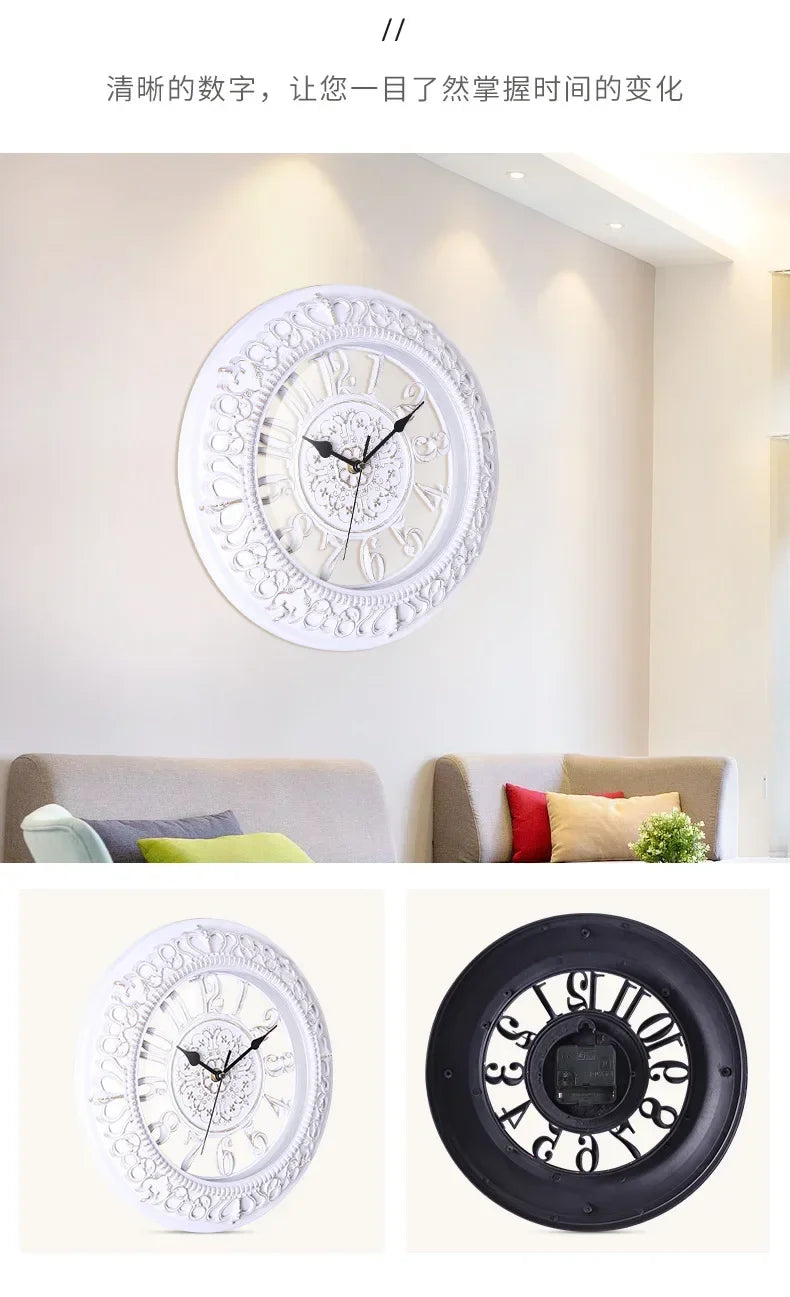 European creative 12 inch wall clock living room