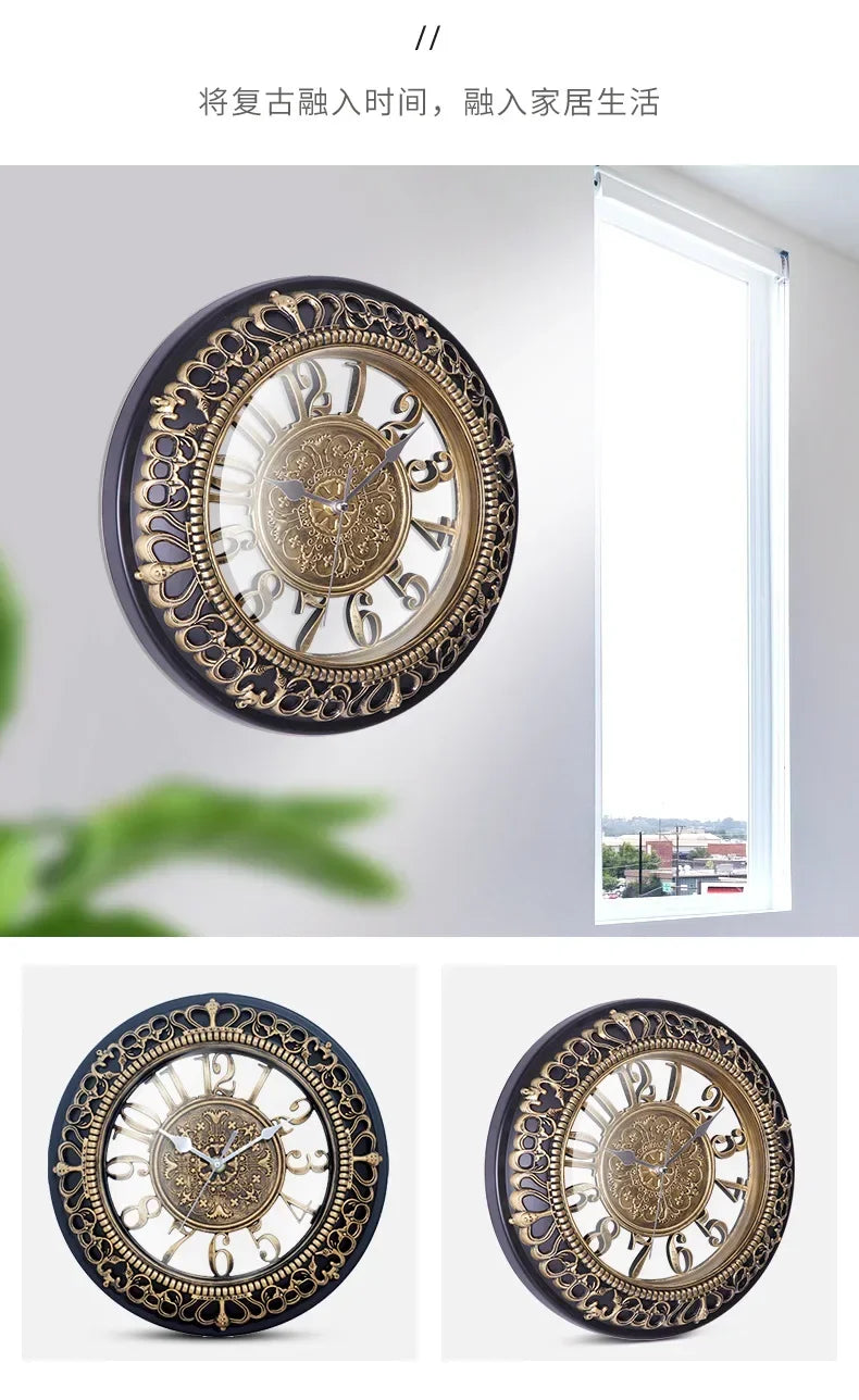 European creative 12 inch wall clock living room