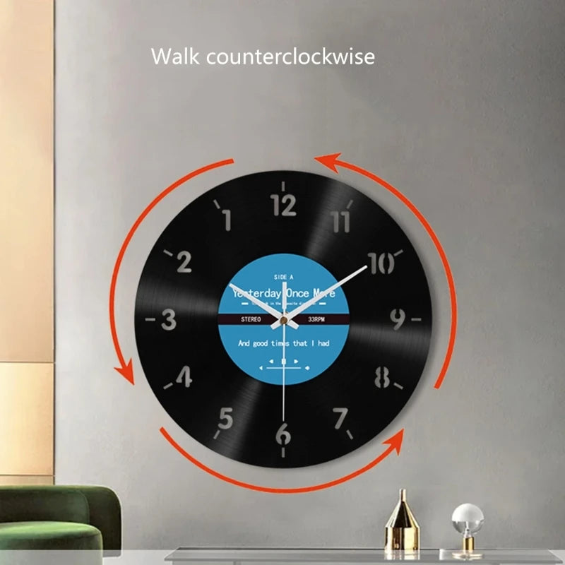 Elegant Counterclockwise Wall Clock 12Inch Quiet Mechanism Vinyls