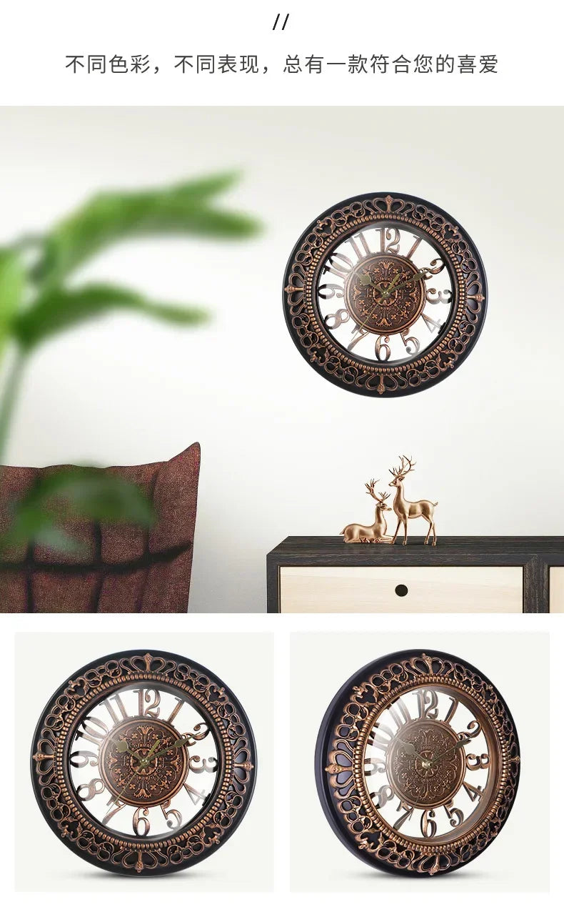 European creative 12 inch wall clock living room