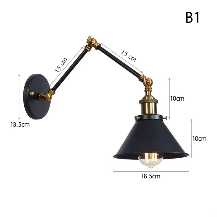 Industrial Style Long Wall Light Creative Design Long Pole Swing Arm Telescopic Eye Protection Lamp Living Room Reading Lamp