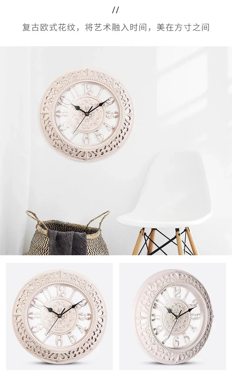 European creative 12 inch wall clock living room