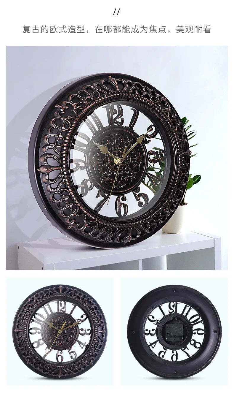 European creative 12 inch wall clock living room