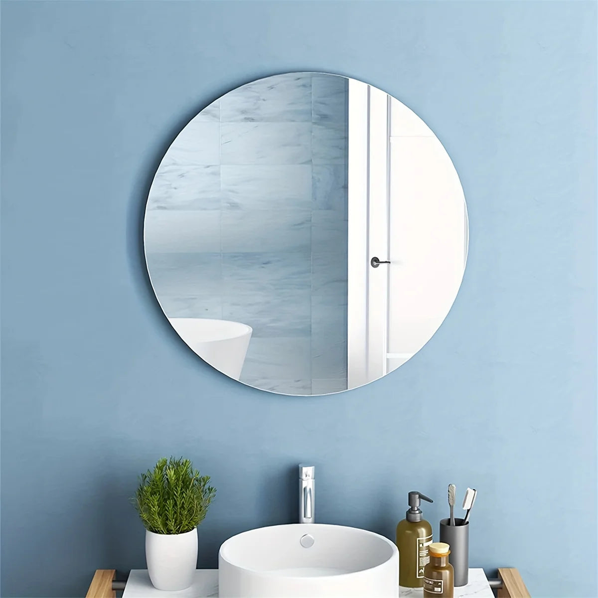 1pc 30cm/1.66mm Round Mirror, Self-Adhesive Non-Glass Mirror