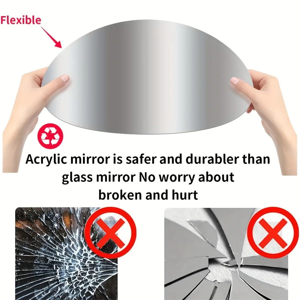 1pc 30cm/1.66mm Round Mirror, Self-Adhesive Non-Glass Mirror