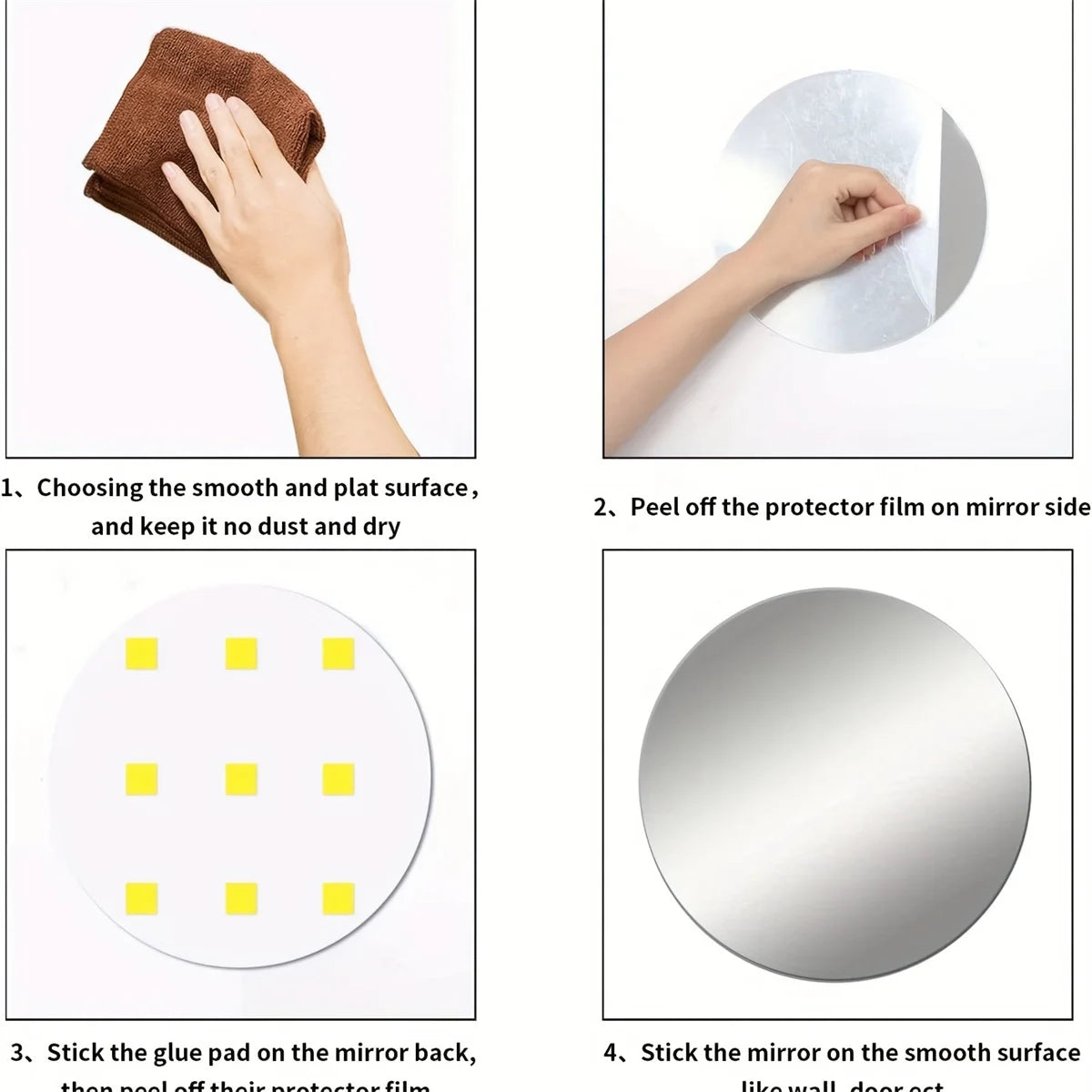 1pc 30cm/1.66mm Round Mirror, Self-Adhesive Non-Glass Mirror