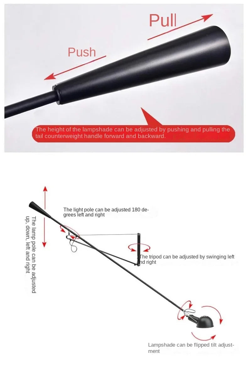 Industrial Style Long Wall Light Creative Design Long Pole Swing Arm Telescopic Eye Protection Lamp Living Room Reading Lamp