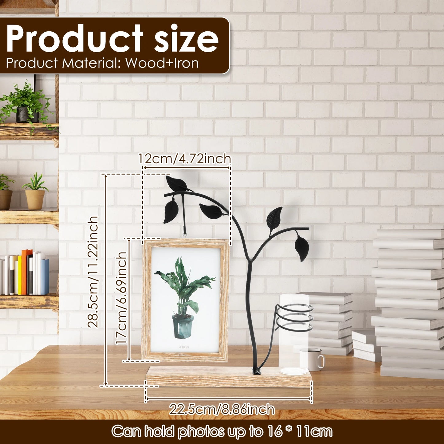 4x6 Picture Frame with Stand and Glass Vase for Flowers Plants Double Sided 4x6 Photo Frame