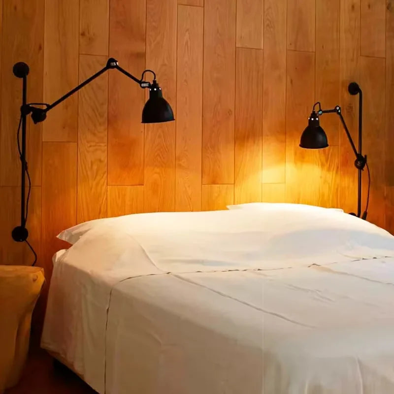 Industrial Style Long Wall Light Creative Design Long Pole Swing Arm Telescopic Eye Protection Lamp Living Room Reading Lamp