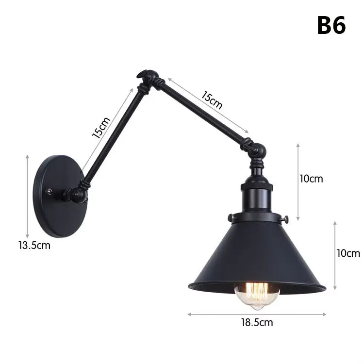 Industrial Style Long Wall Light Creative Design Long Pole Swing Arm Telescopic Eye Protection Lamp Living Room Reading Lamp