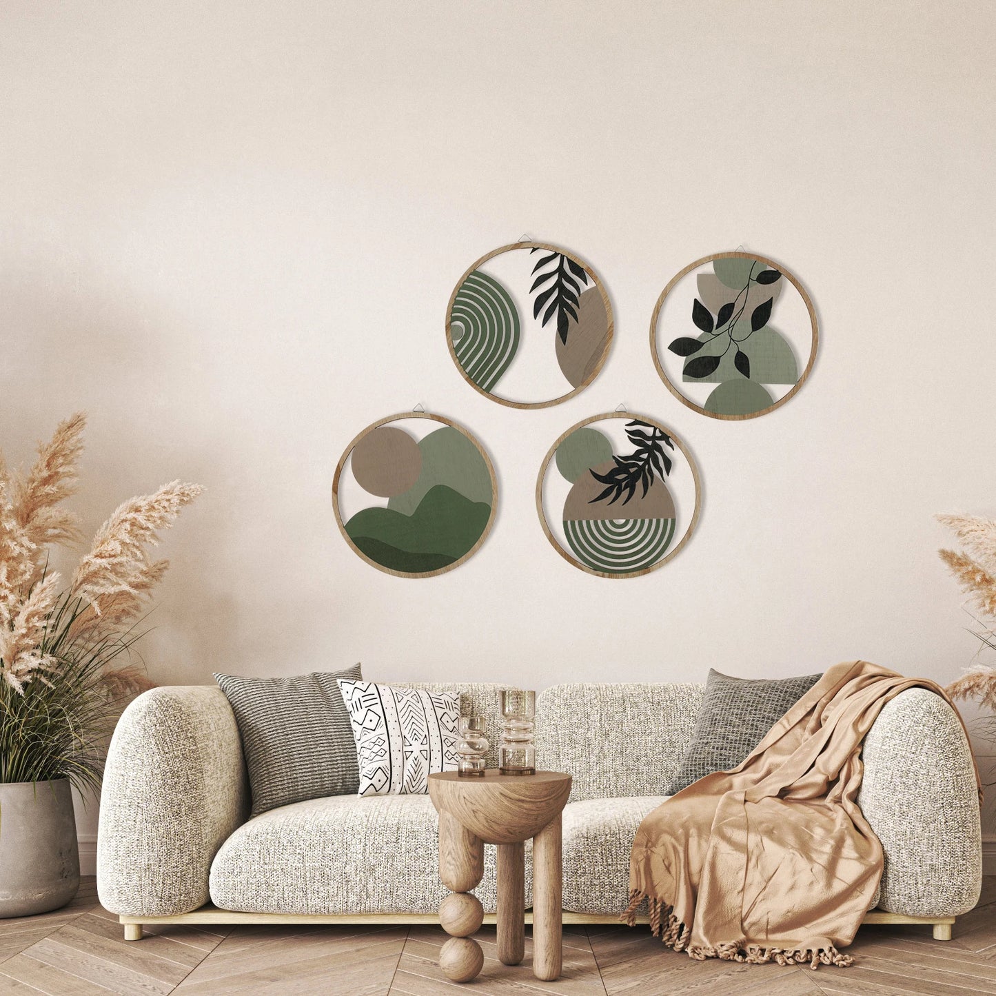 4Pcs Wood Wall Decor Hanging Wall Art Decor Elegant Bohemian Wall Decor