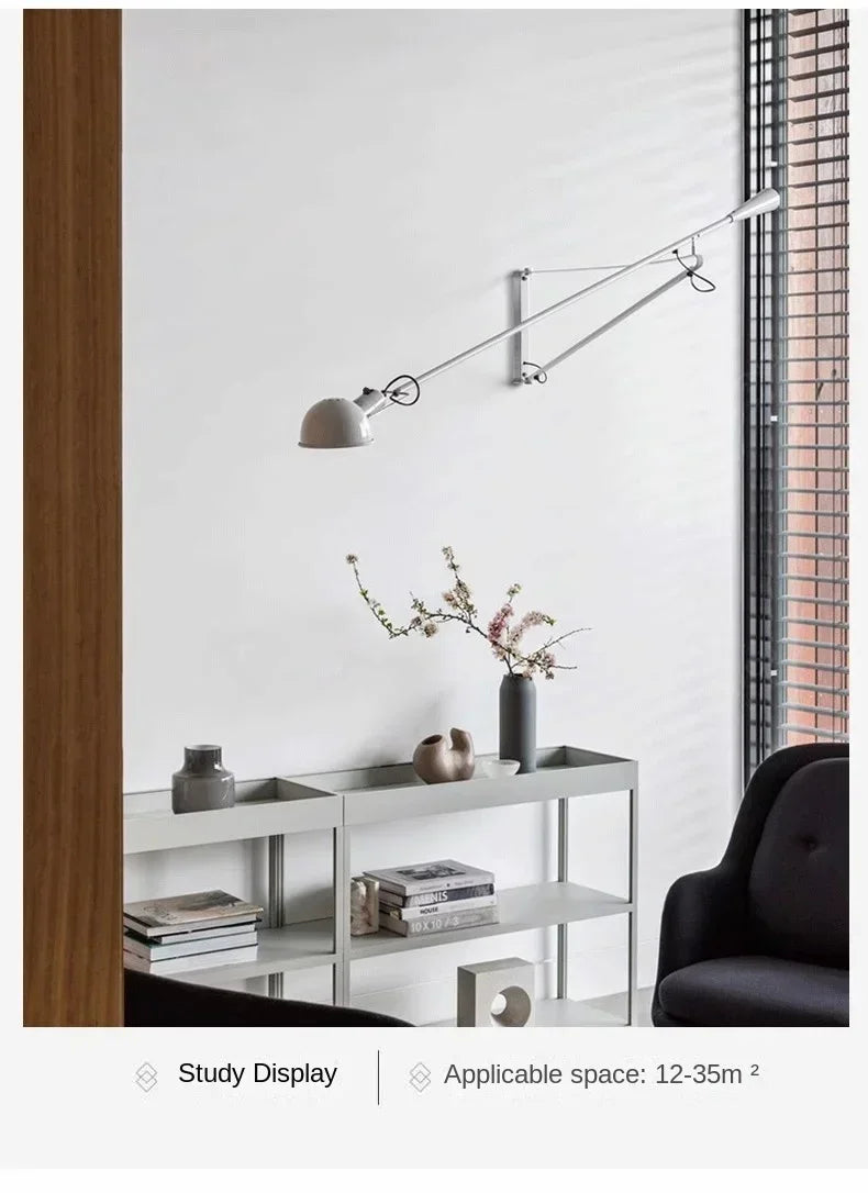 Industrial Style Long Wall Light Creative Design Long Pole Swing Arm Telescopic Eye Protection Lamp Living Room Reading Lamp