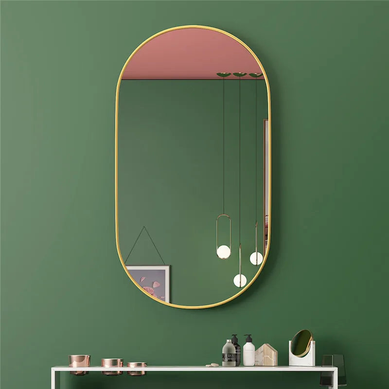 Golden Oval Mirror Wall Mounted Bathroom Vanity Vanity Mirror