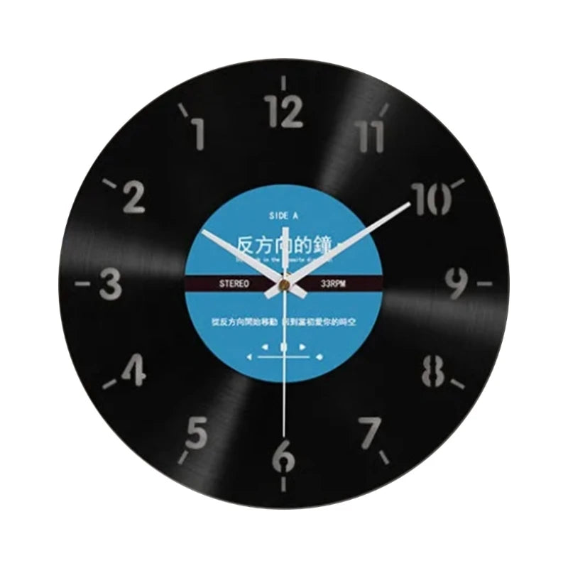 Elegant Counterclockwise Wall Clock 12Inch Quiet Mechanism Vinyls