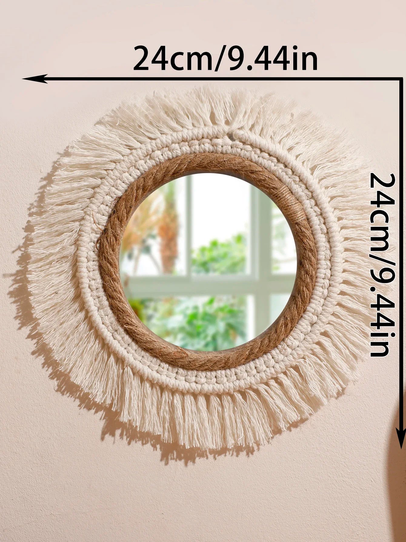 Bohemian Handmade Woven Wall Mounted Home Decoration Mirror Handicraft Decoration