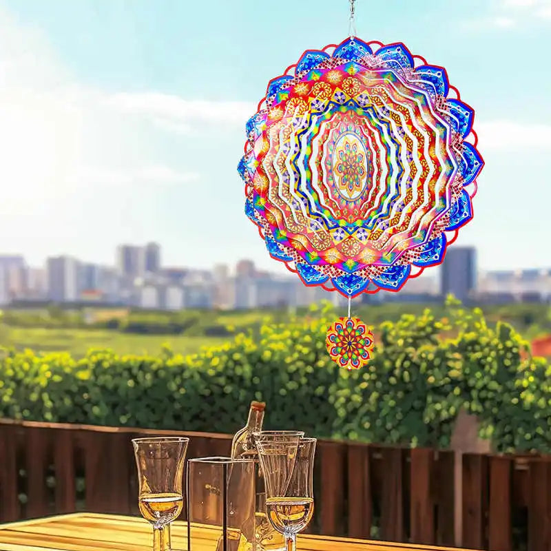 Colored Wind Spinner Mandala Garden Ornaments 12 Inch Wind Chime