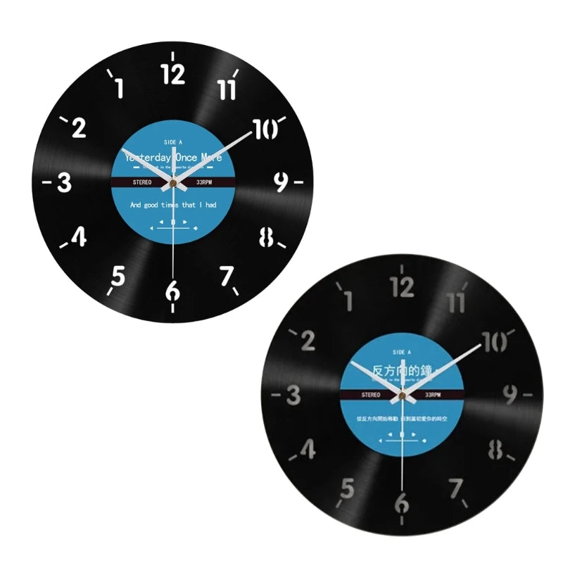 Elegant Counterclockwise Wall Clock 12Inch Quiet Mechanism Vinyls