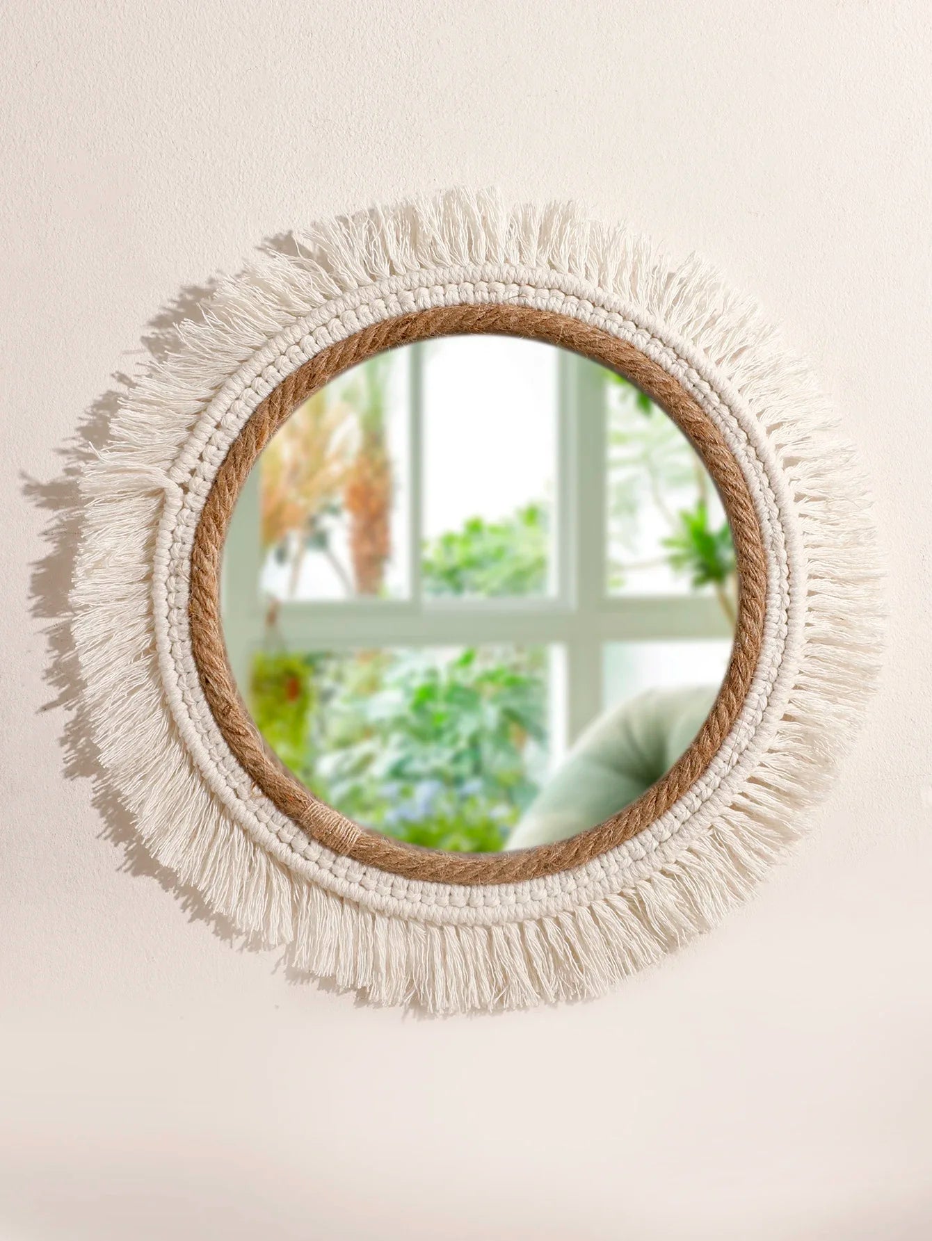 Bohemian Handmade Woven Wall Mounted Home Decoration Mirror Handicraft Decoration