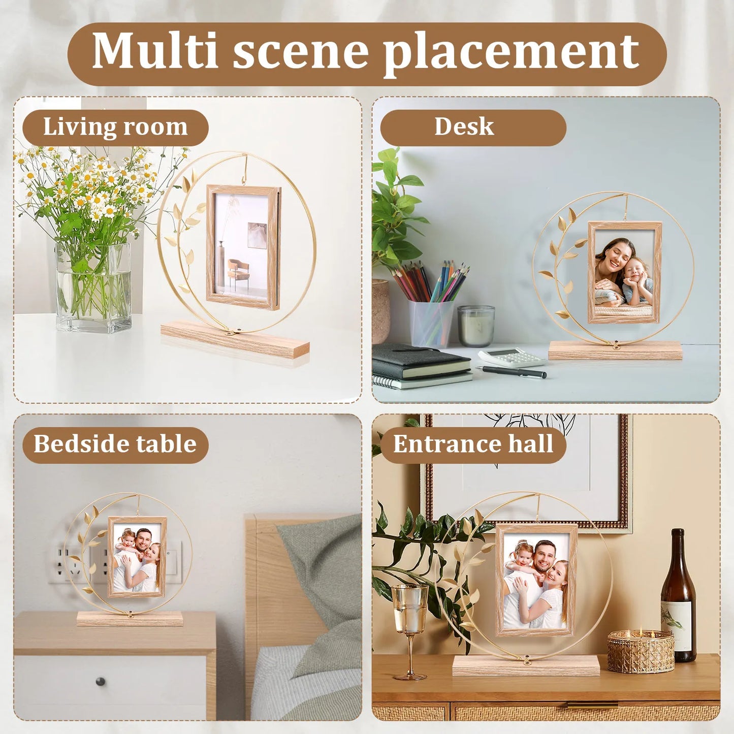 Double Sided Picture Frame Iron Art Frame Rack Desktop Ornament Photo Frame
