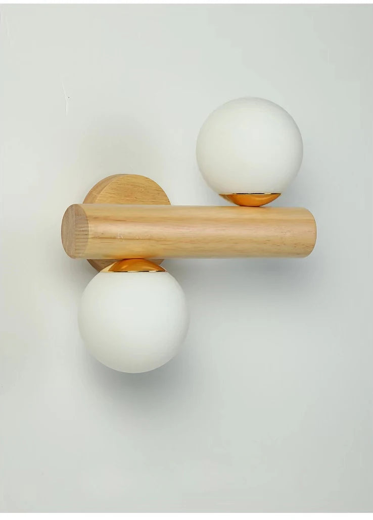 Wooden Wall Lamps for Living Room Bedside Glass ball Decor Luminaires Stairs Aisle Rest Area Farmhouse Background Wall sconce