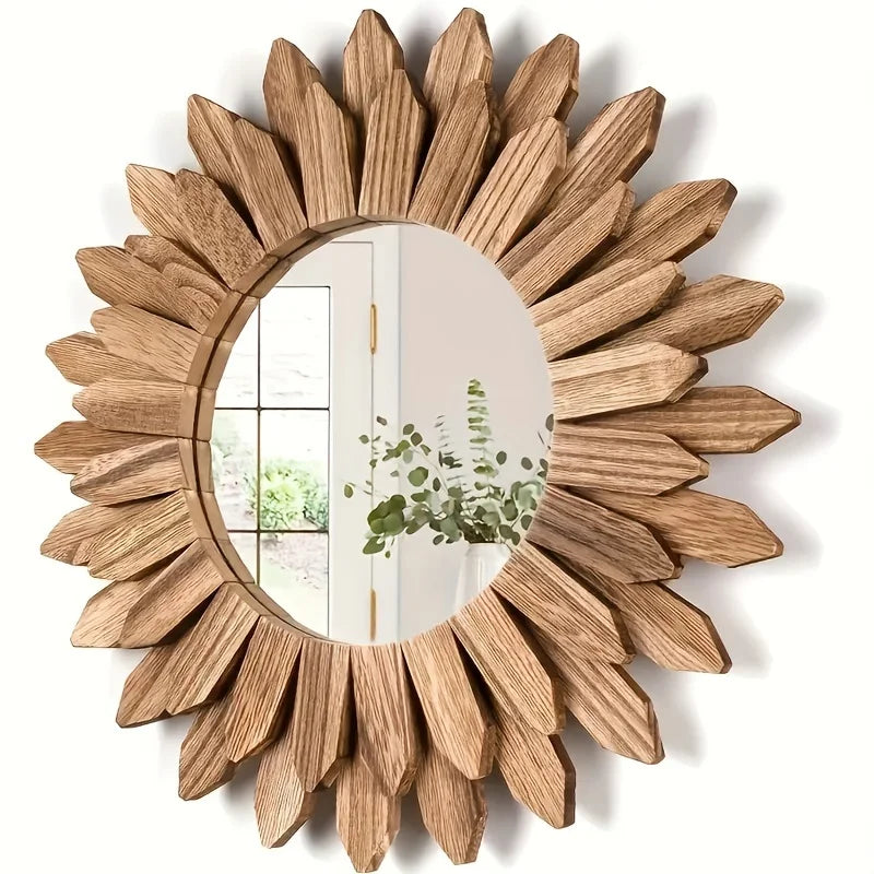Sunflower Decorative Mirror, Wall Mirror, Wooden Decorative Mirror,