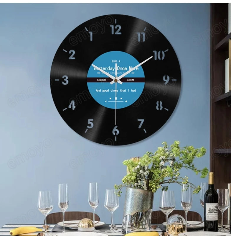 Elegant Counterclockwise Wall Clock 12Inch Quiet Mechanism Vinyls