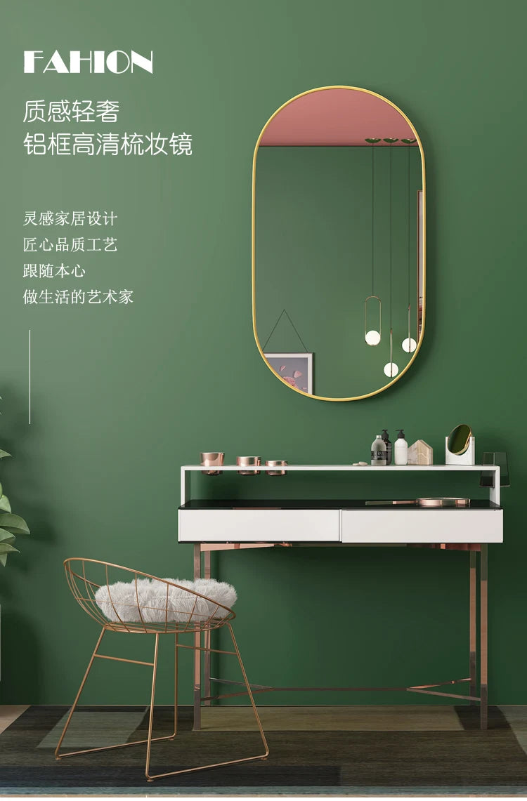 Golden Oval Mirror Wall Mounted Bathroom Vanity Vanity Mirror