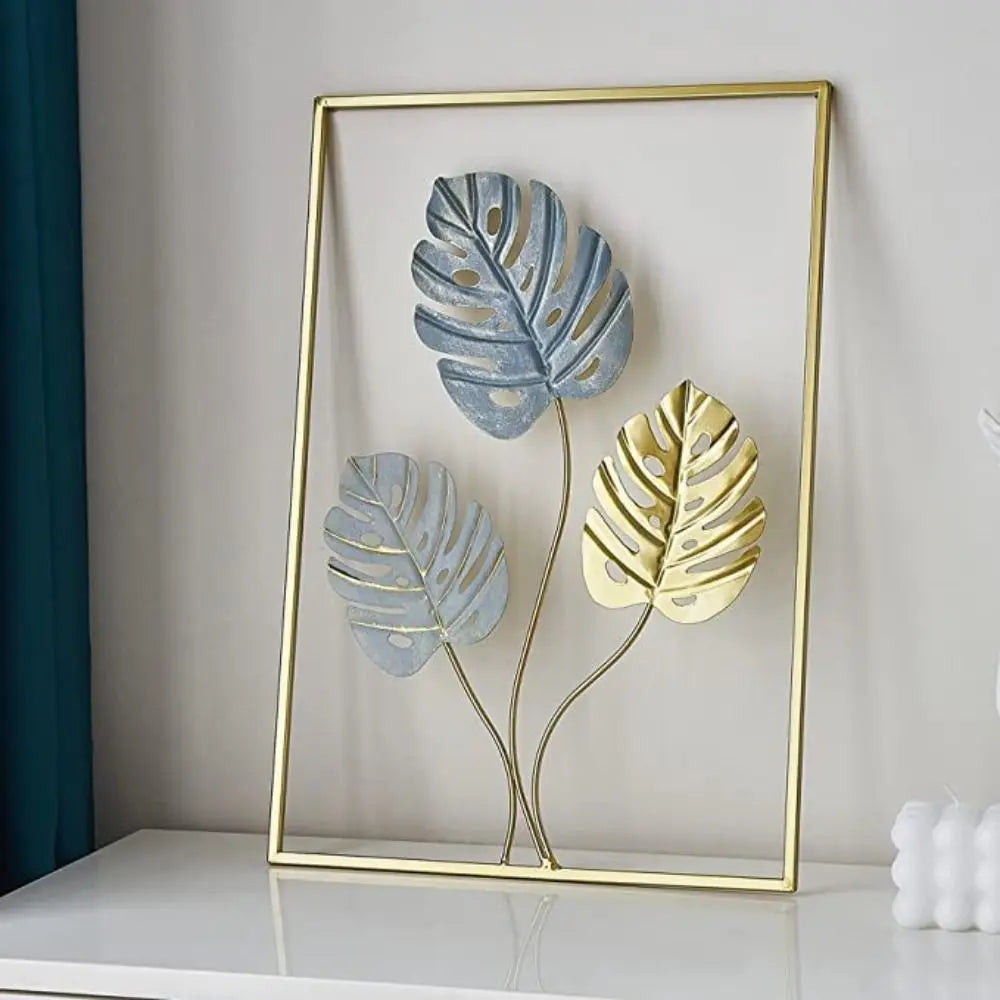 Nordic Home Wall Decor Macrame Wall Hanging Decor Metal Round Gold Ginkgo Leaf