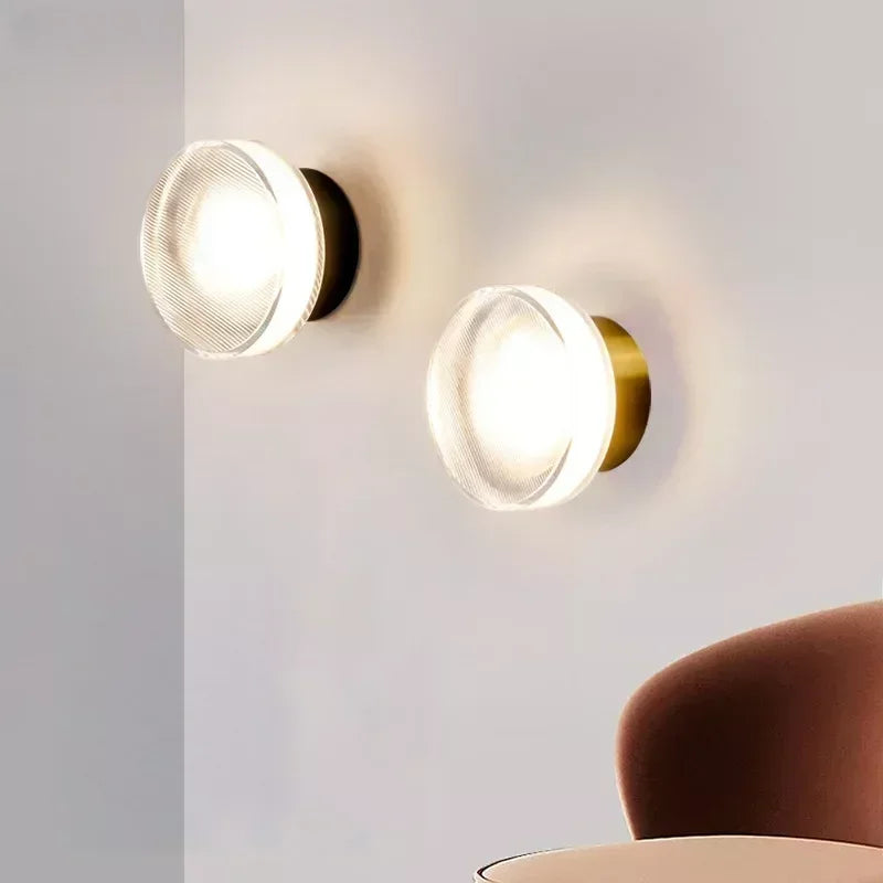 Modern Round Wall Lamp LED Glass Wall Light Sconce Living Room