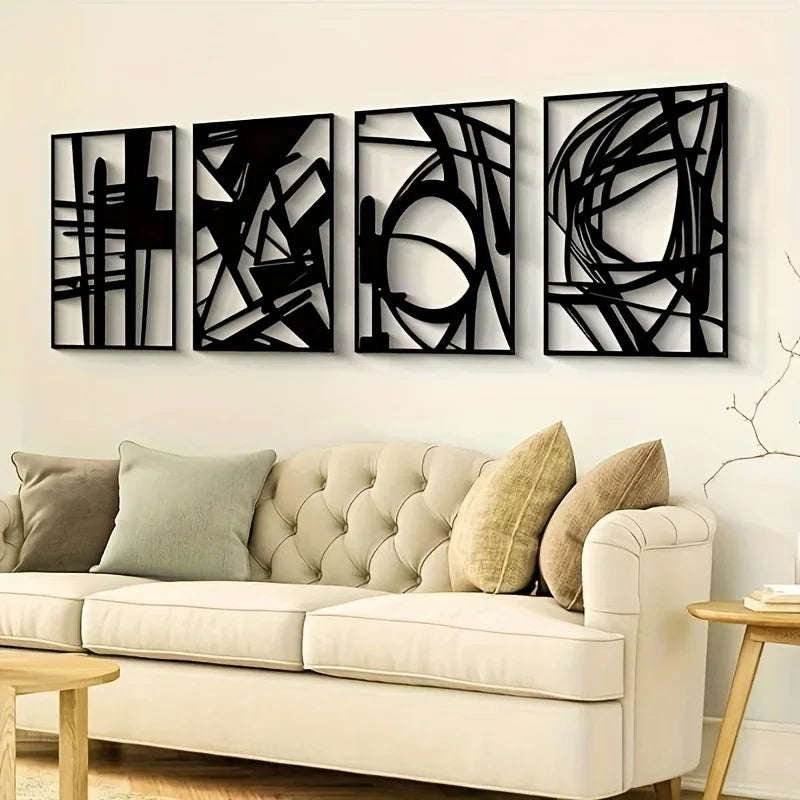 HelloYoung Abstract Metal Wall Art, Minimalist Decorative Single Line Art Wall Decor