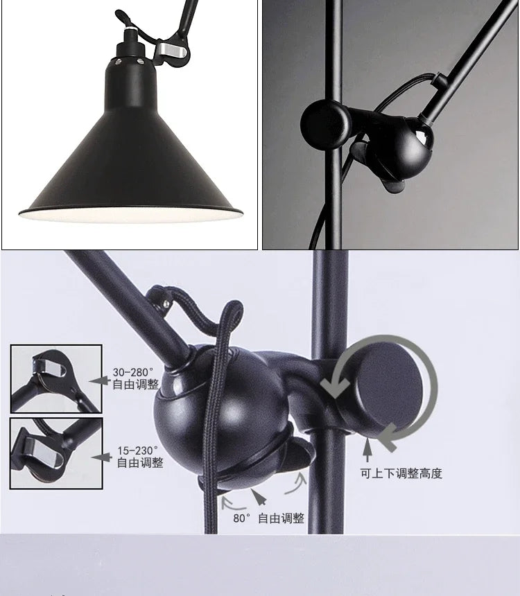 Industrial Style Long Wall Light Creative Design Long Pole Swing Arm Telescopic Eye Protection Lamp Living Room Reading Lamp