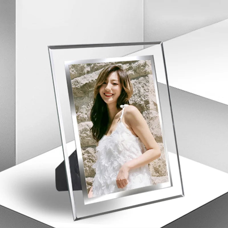Set of 2 crystal photo frame 5 7 6 8 10 inch 7 inch creative glass custom photo free photo