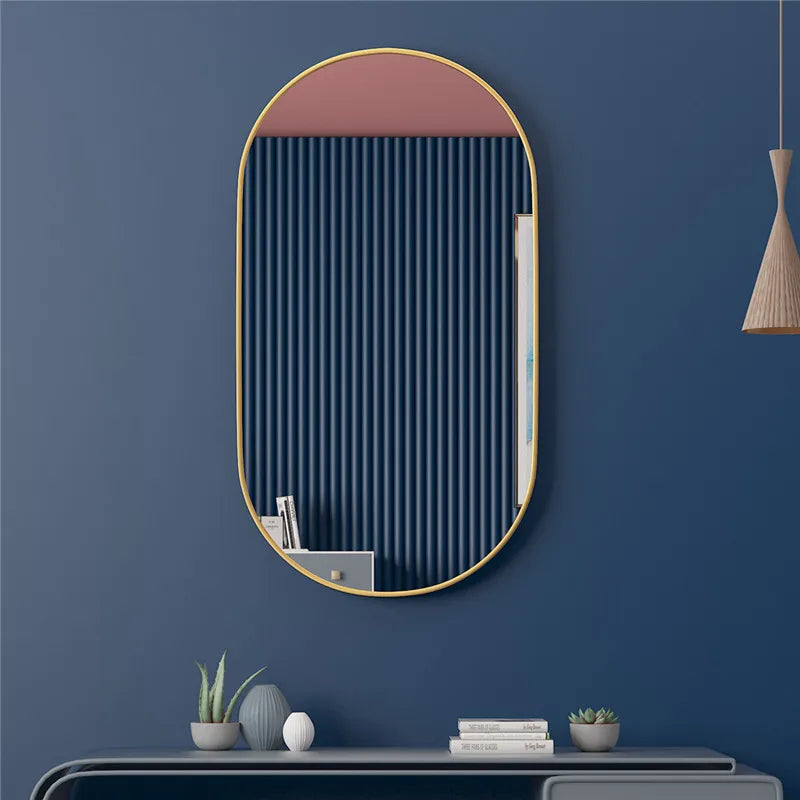 Golden Oval Mirror Wall Mounted Bathroom Vanity Vanity Mirror