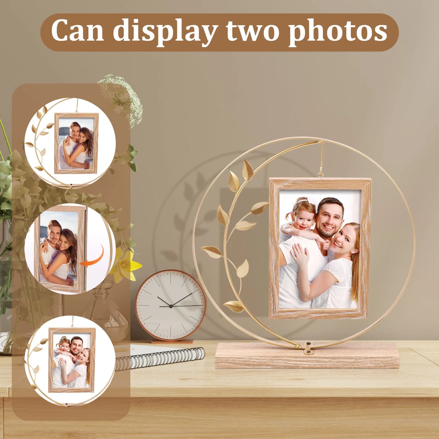 Double Sided Picture Frame Iron Art Frame Rack Desktop Ornament Photo Frame