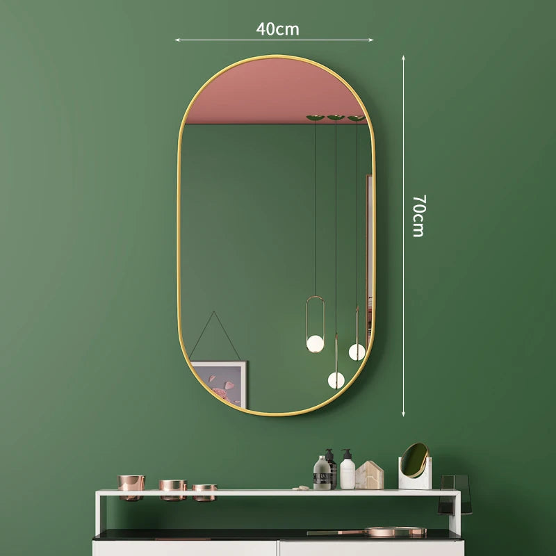 Golden Oval Mirror Wall Mounted Bathroom Vanity Vanity Mirror