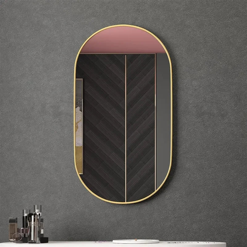 Golden Oval Mirror Wall Mounted Bathroom Vanity Vanity Mirror