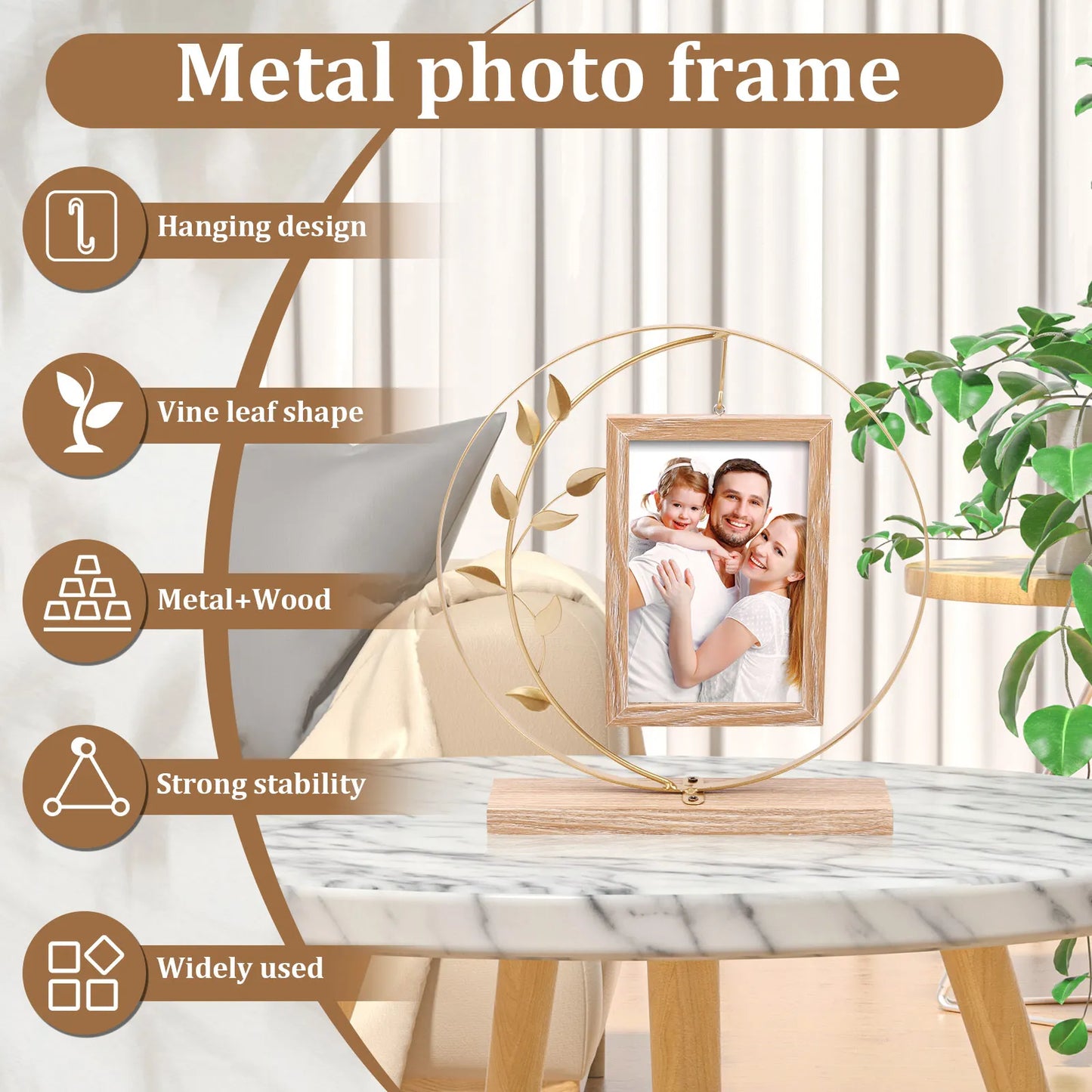 Double Sided Picture Frame Iron Art Frame Rack Desktop Ornament Photo Frame