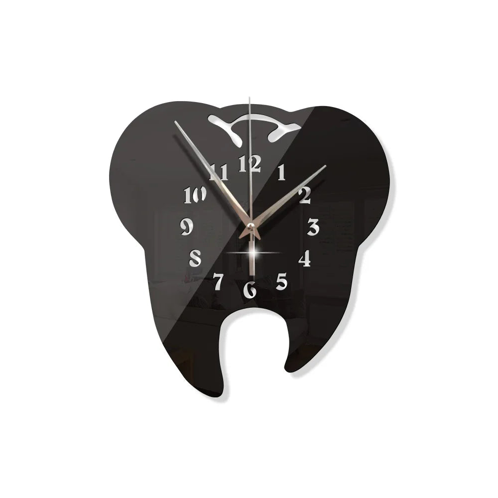 Creative Teeth Mirror Wall Clock TV Backdrop Personality Modern Mirror Clock Wall Stickers Home Decor Hanging Clock