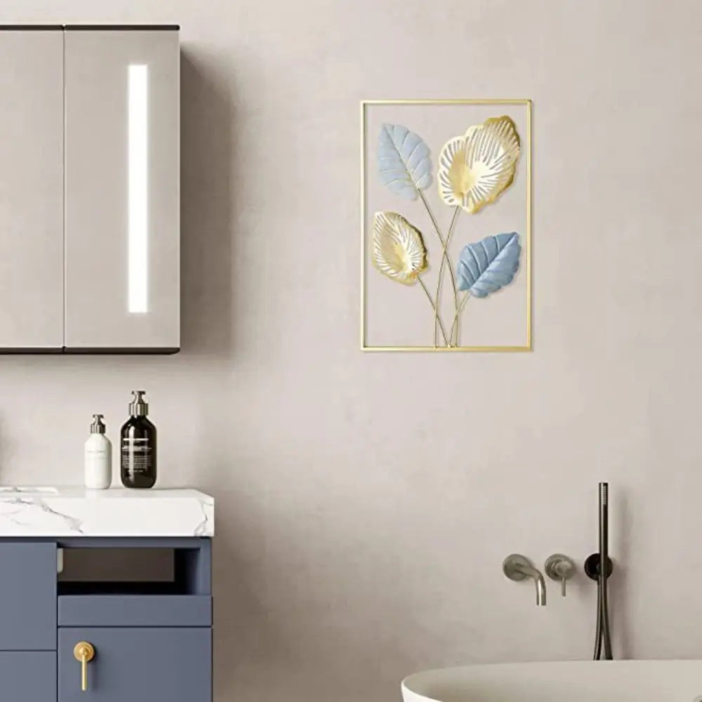 Nordic Home Wall Decor Macrame Wall Hanging Decor Metal Round Gold Ginkgo Leaf