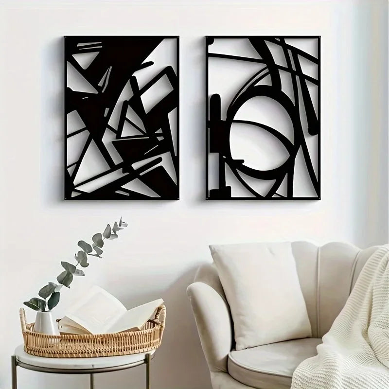 HelloYoung Abstract Metal Wall Art, Minimalist Decorative Single Line Art Wall Decor