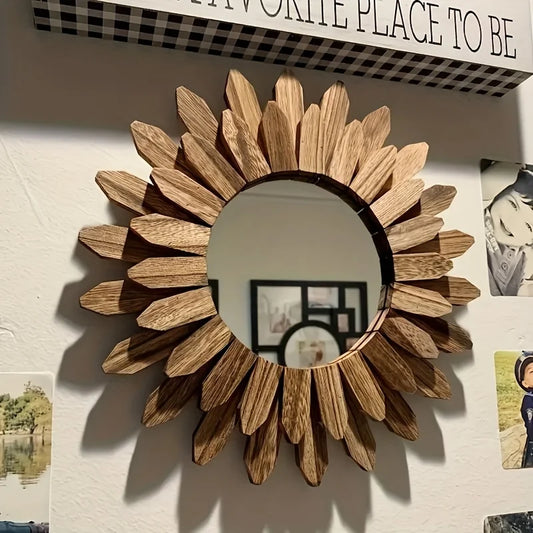 Sunflower Decorative Mirror, Wall Mirror, Wooden Decorative Mirror,