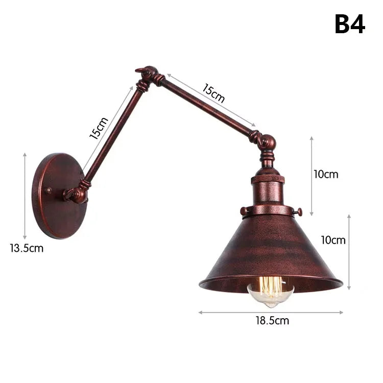 Industrial Style Long Wall Light Creative Design Long Pole Swing Arm Telescopic Eye Protection Lamp Living Room Reading Lamp