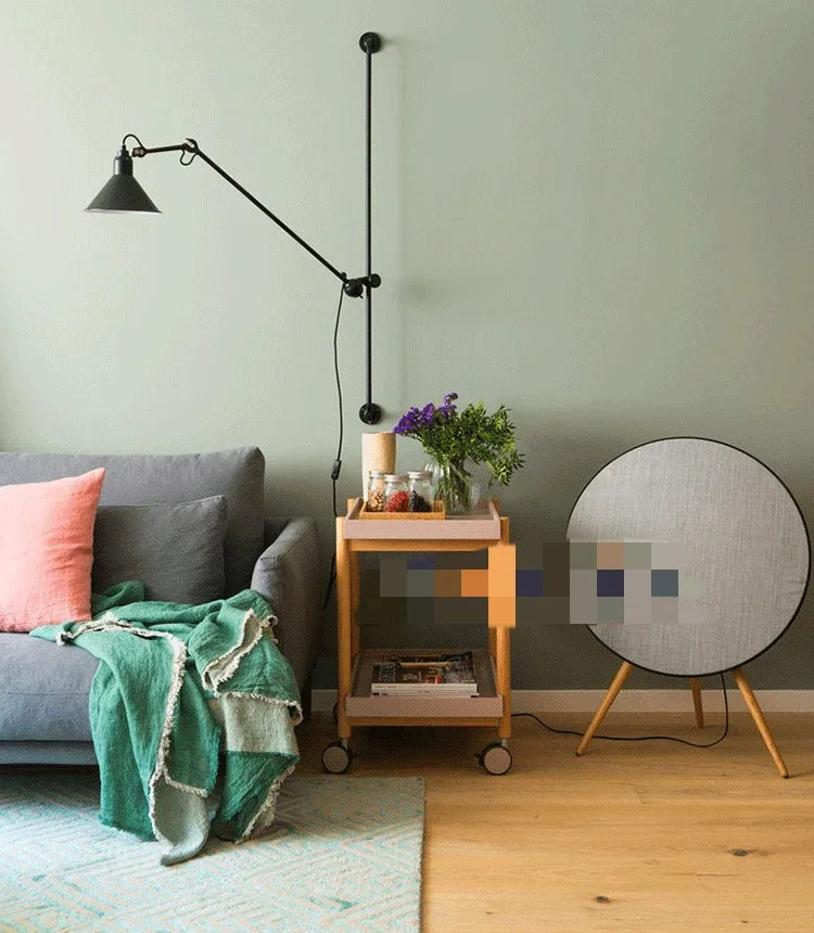 Industrial Style Long Wall Light Creative Design Long Pole Swing Arm Telescopic Eye Protection Lamp Living Room Reading Lamp