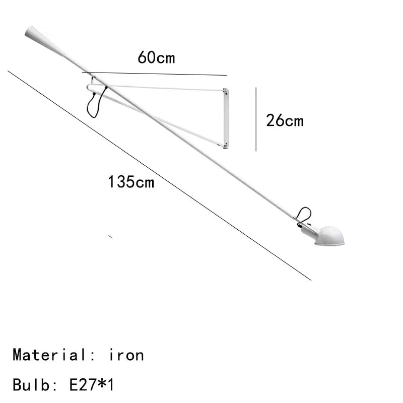 Industrial Style Long Wall Light Creative Design Long Pole Swing Arm Telescopic Eye Protection Lamp Living Room Reading Lamp