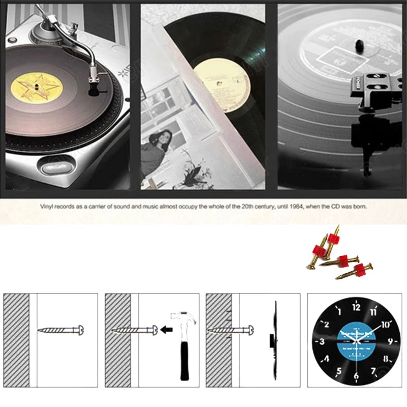 Elegant Counterclockwise Wall Clock 12Inch Quiet Mechanism Vinyls
