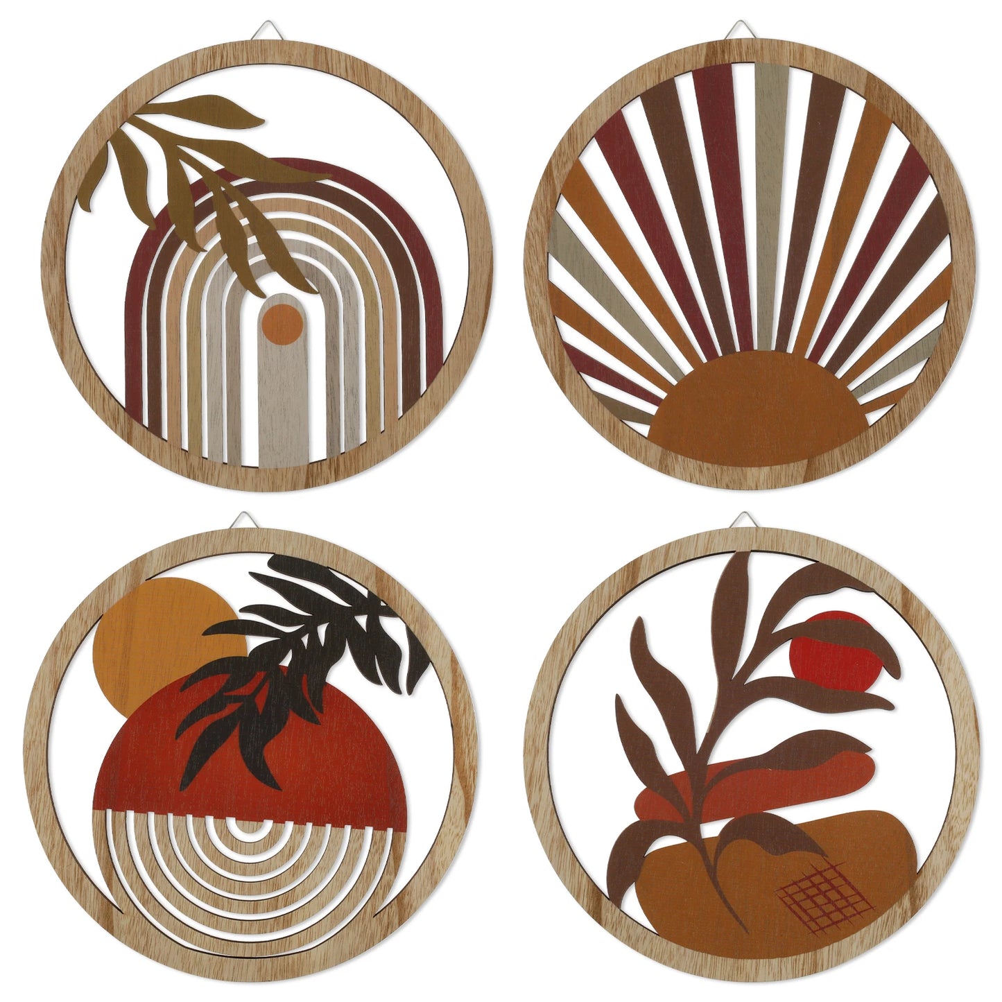 4Pcs Wood Wall Decor Hanging Wall Art Decor Elegant Bohemian Wall Decor