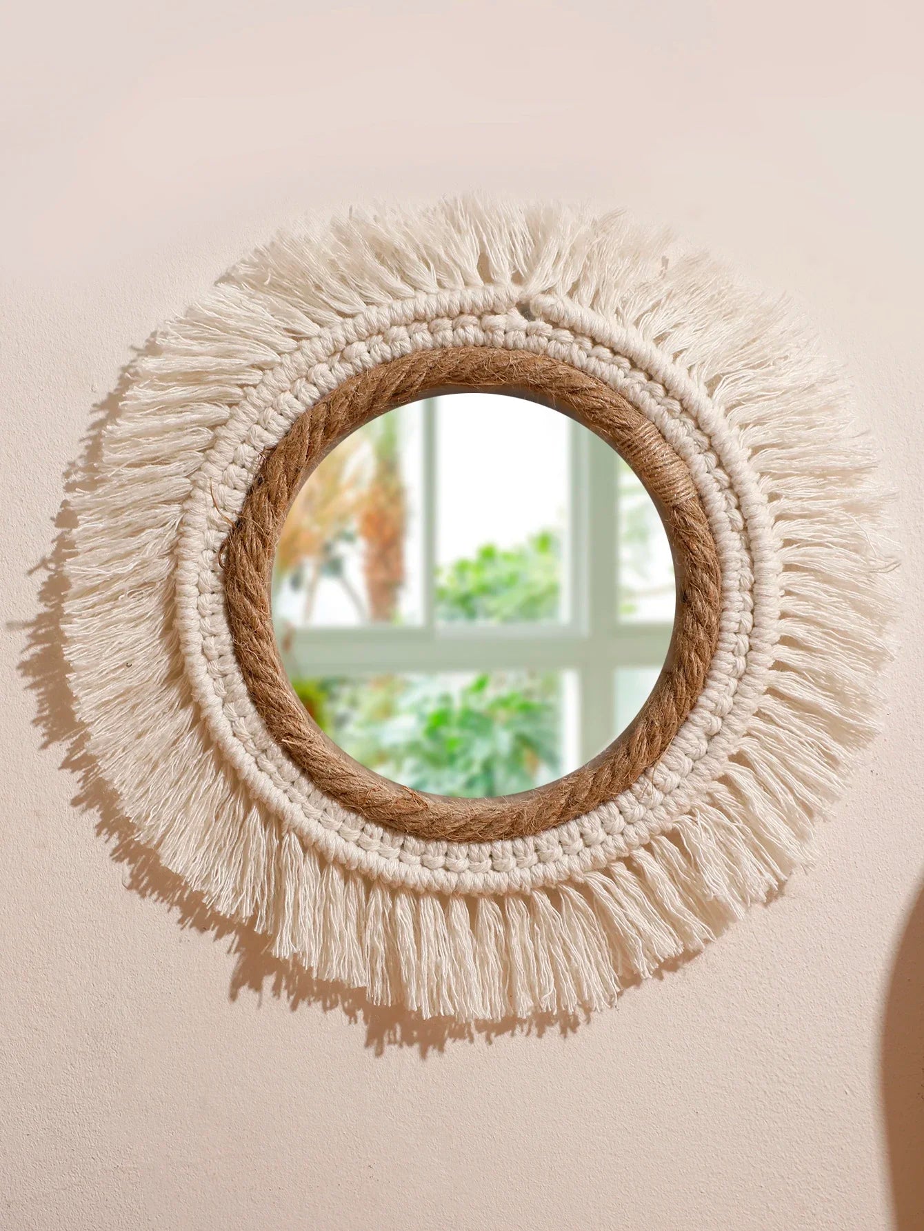 Bohemian Handmade Woven Wall Mounted Home Decoration Mirror Handicraft Decoration