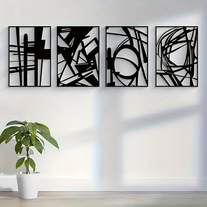 HelloYoung Abstract Metal Wall Art, Minimalist Decorative Single Line Art Wall Decor