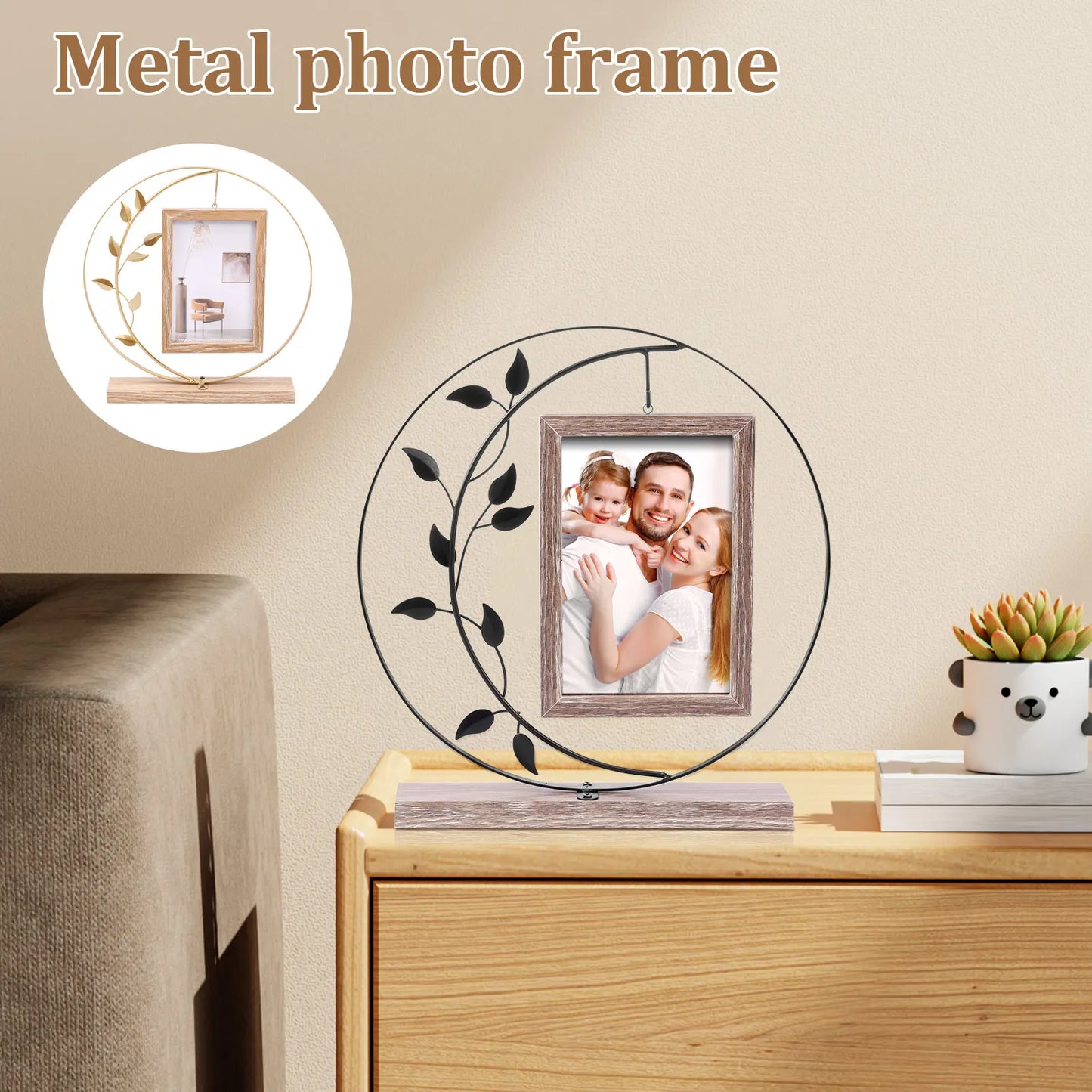 Double Sided Picture Frame Iron Art Frame Rack Desktop Ornament Photo Frame