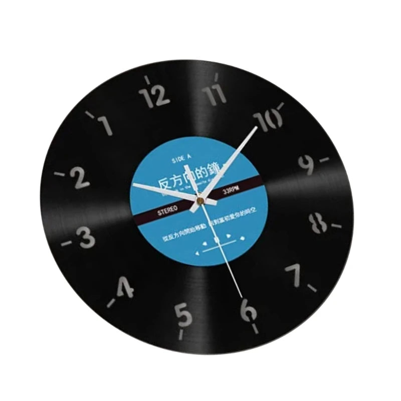 Elegant Counterclockwise Wall Clock 12Inch Quiet Mechanism Vinyls